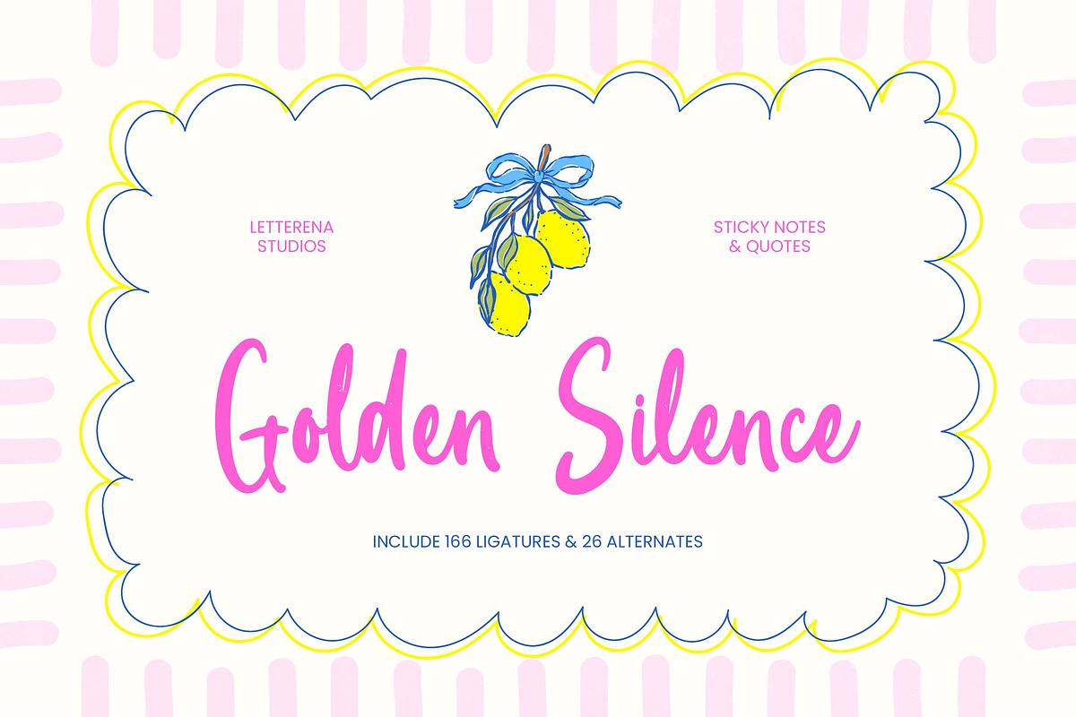 Golden Silence Sticky Notes & Quotes, a Script Font by Letterena Studios Script (Photo 1 of 10)
