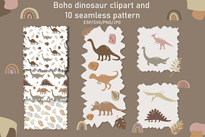 Boho dinosaurs pattern