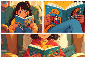 A girl reading conceptual illustration collage composition, a Person Illustration by DanFLCreativo