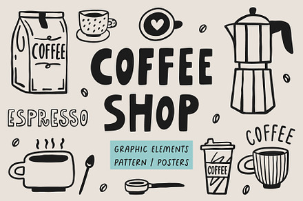 Coffee shop graphic elements, a Food Illustration by piyacler