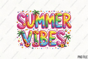 Colorful Summer Png Summer Vibes PNG, an Illustration by CraftArtStudio