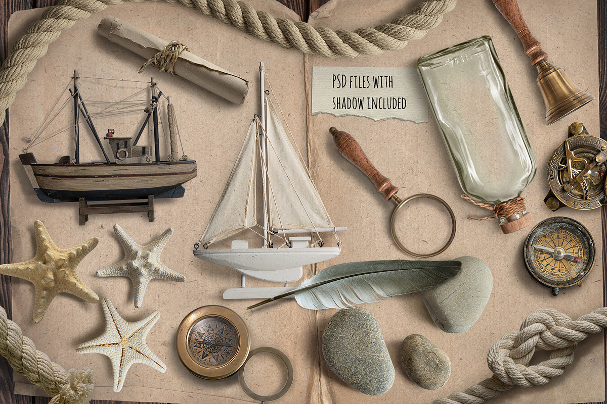 Nautical. Mockups, vector, textures., a Texture Illustration by bioraven (Photo 8 of 26)