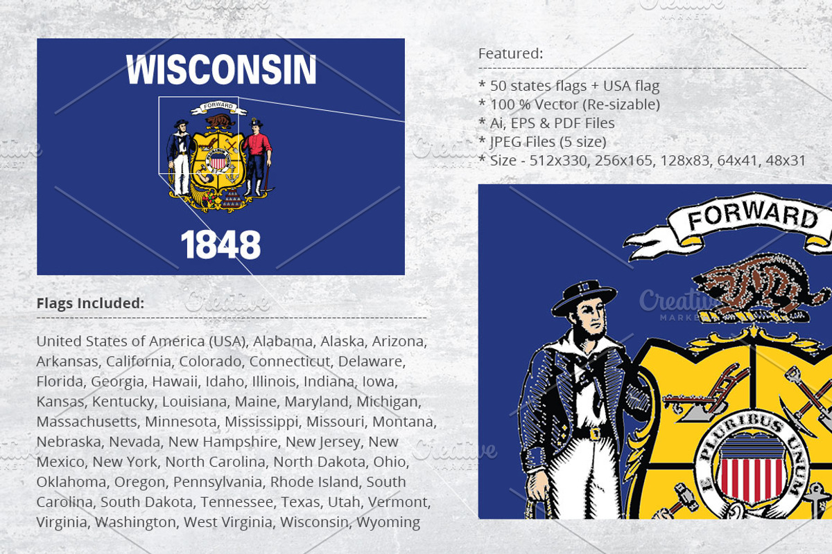 States Flags of USA, an Illustration by ArtFusion (Photo 2 of 2)