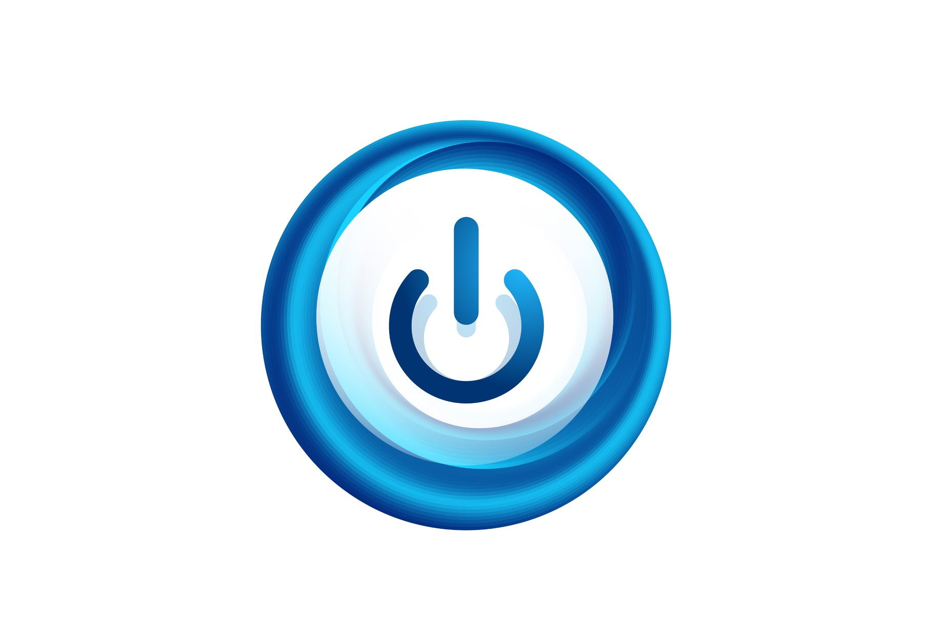 Glass transparent effect power start button, on off icon, vector UI or ...
