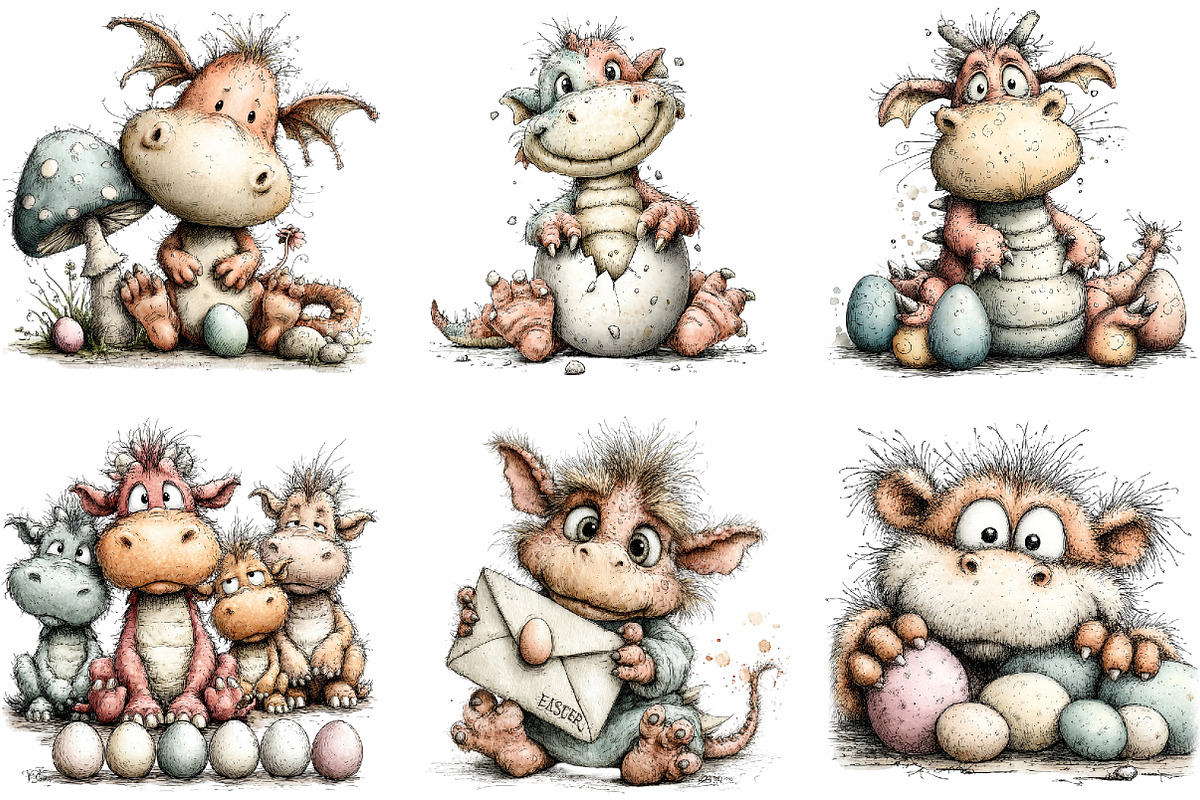 Whimsical Easter Dragon Clipart, an Illustration by Sublimation Artist (Photo 6 of 6)