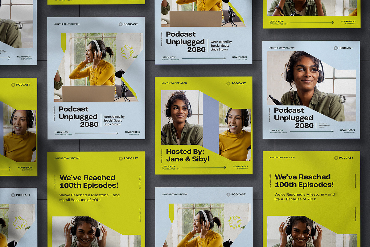 Yellow & Grey Podcast Social Media, a Templates & Theme by wavebreak