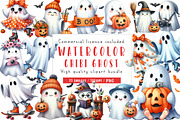 Chibi Ghost, Cute ghost Clipart, an Illustration by CreationArt (Thumbnail 1 of 5)