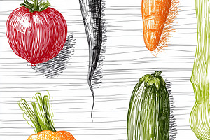 Colorful vegetables on lined, a Food & Drink Photo by MistyDay