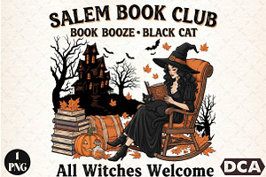 Halloween Fall Witch Salem Book Club, an Illustration by DreamCafeArt