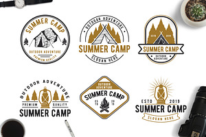 Camping Badges Set