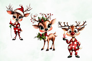 Whimsical Christmas Reindeer Clipart, an Illustration by Creative Art (Thumbnail 5 of 11)
