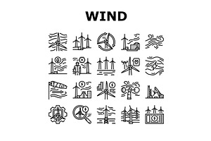 wind turbine power energy farm icons, an Illustration by pikepicture