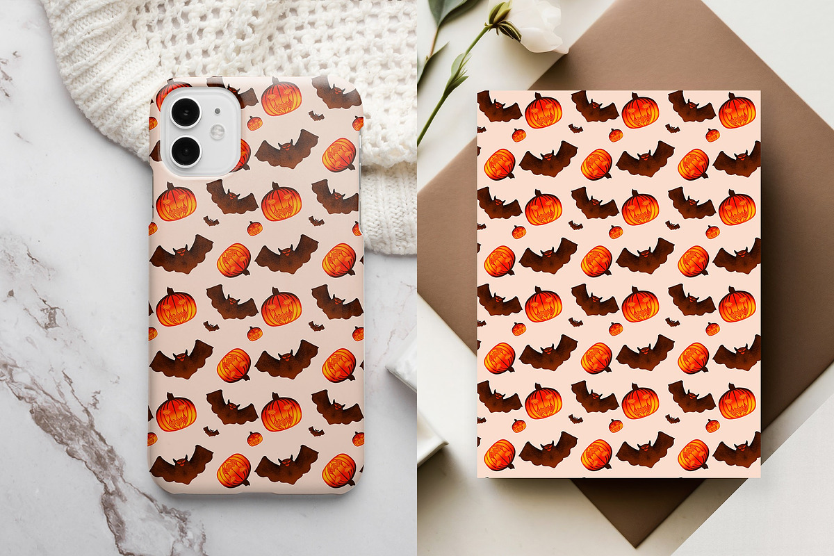 Pumpkin Bat Seamless Pattern, a Pattern Graphic by tchastudio (Photo 4 of 7)