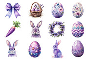 Watercolor Purple Easter Clipart, an Illustration by Dream Creation (Thumbnail 4 of 7)