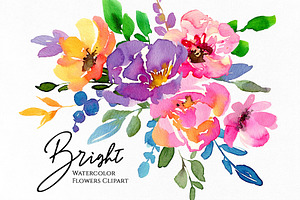 Bright Watercolor Flowers