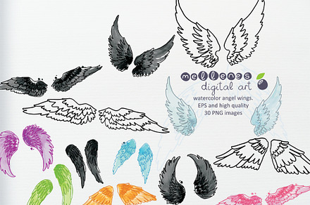 watercolor vector wings clipart
