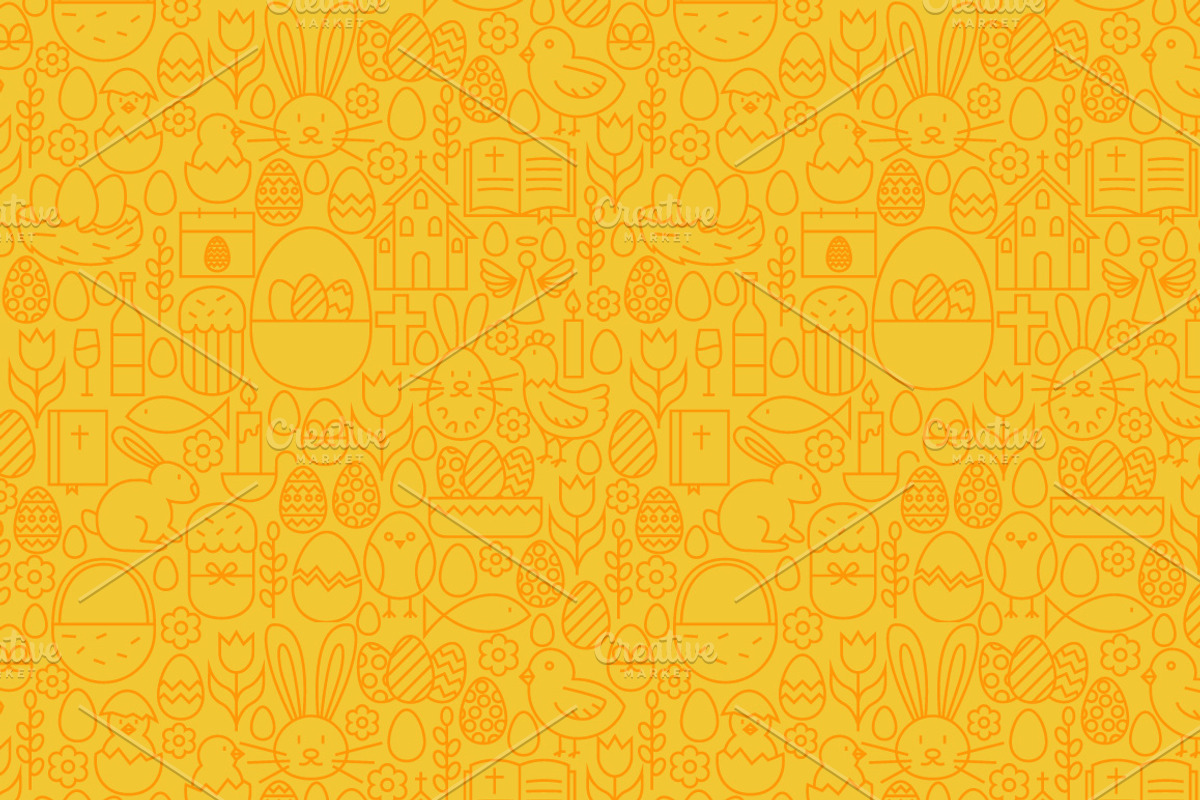 Happy Easter Line Seamless Patterns