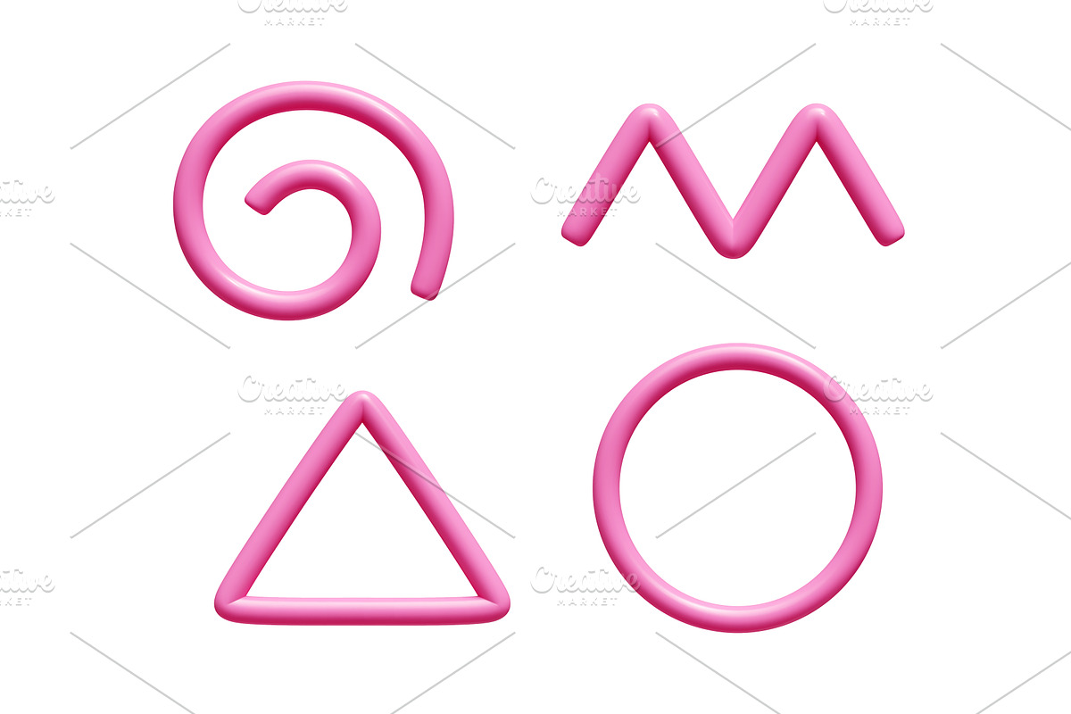 Pink gradient line shapes in 3D -, an Illustration by YuliiaOsadcha