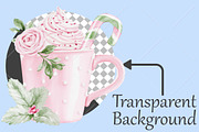 Watercolor Pink Christmas Clipart, a Seasonal Illustration by Canvas Craft (Thumbnail 2 of 10)