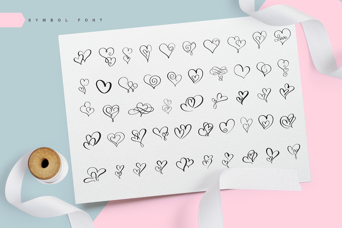 Lovingly Symbol Flourish Hearts Font preview 2