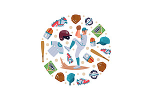 Baseball. circle background with, a Sport Illustration by Onyx