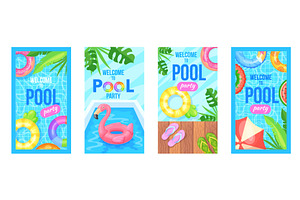 Pool party cards. Poolside summer, an Object Illustration by Stock-Smart-Start