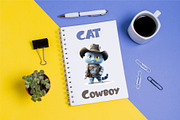 Cartoon Cat Cowboy. TShirt Sticker., an Animal Illustration by KENO Mascots (Thumbnail 4 of 6)