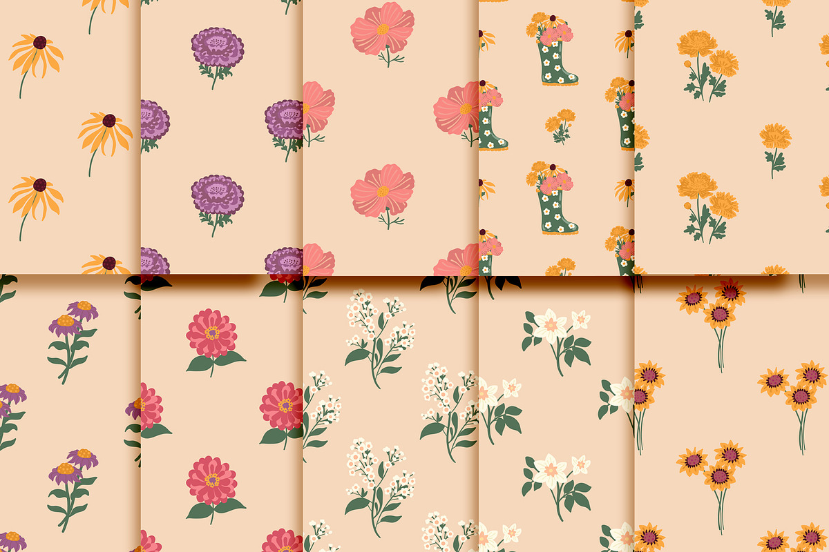 Garden Flowers patterns & clipart, a Pattern Graphic by Carpet Tapete Pretzel (Photo 5 of 15)
