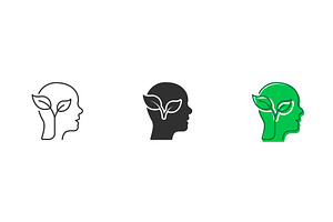 Human Head with Leaf Icon, an Object Illustration by Gentle Studio