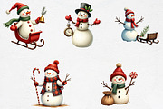 Vintage Christmas Snowman Clipart, an Illustration by CrexoraLab (Thumbnail 3 of 5)
