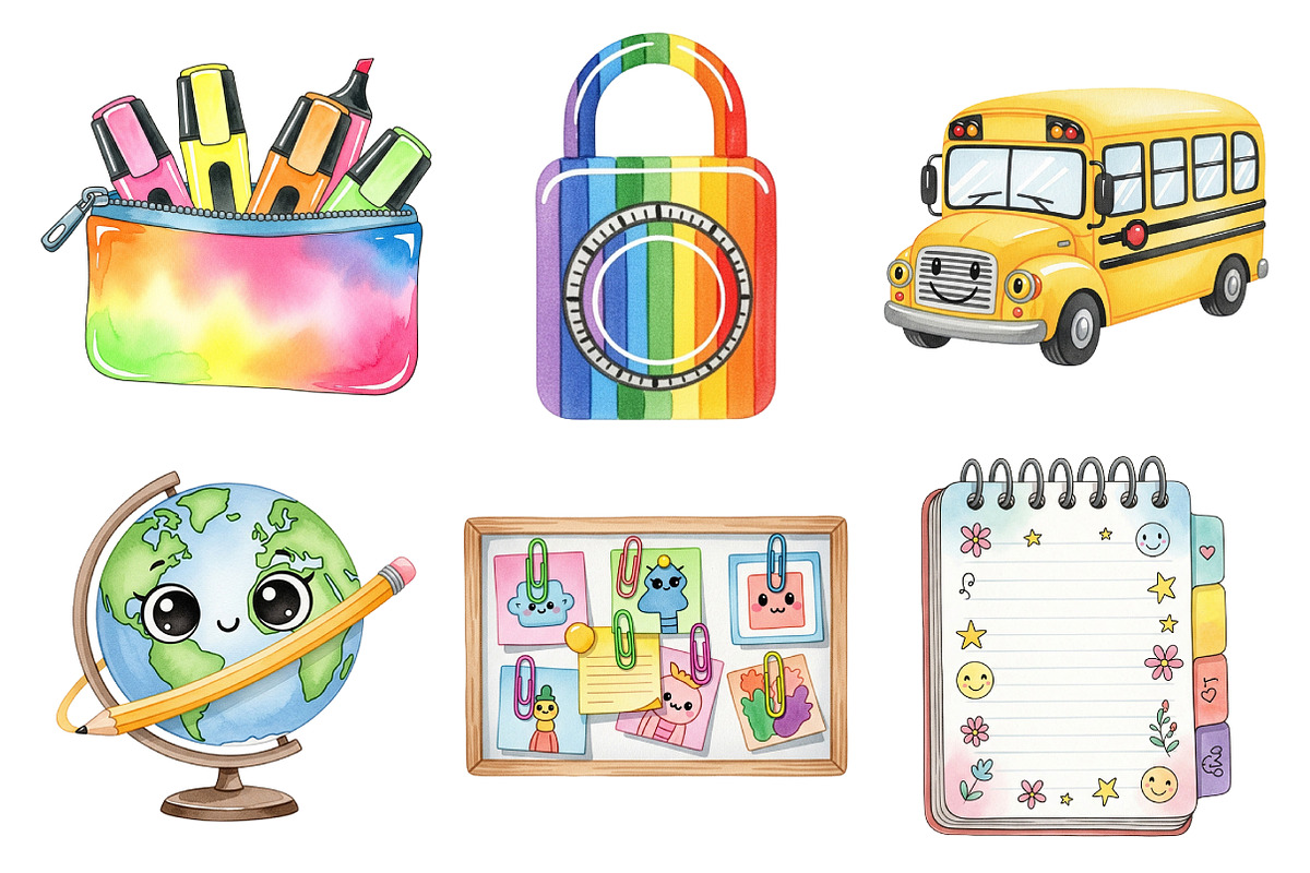 Retro Back to School Clipart, an Illustration by Daily.Designs (Photo 2 of 5)