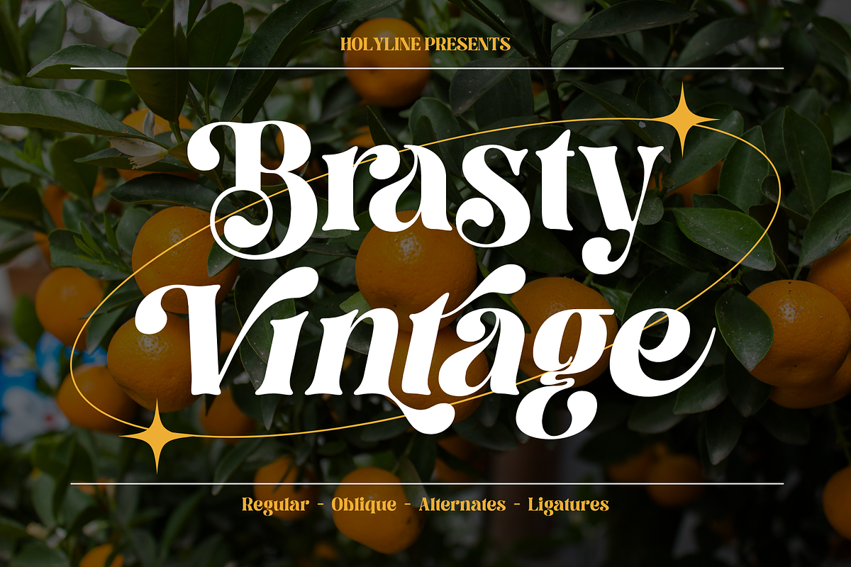 Brasty Vintage - Retro Serif Font, a Serif Font by Holyline Design (Photo 1 of 16)