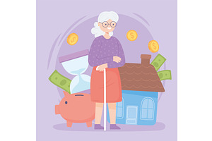 old woman and retirement savings, a Person Illustration by studiogstock