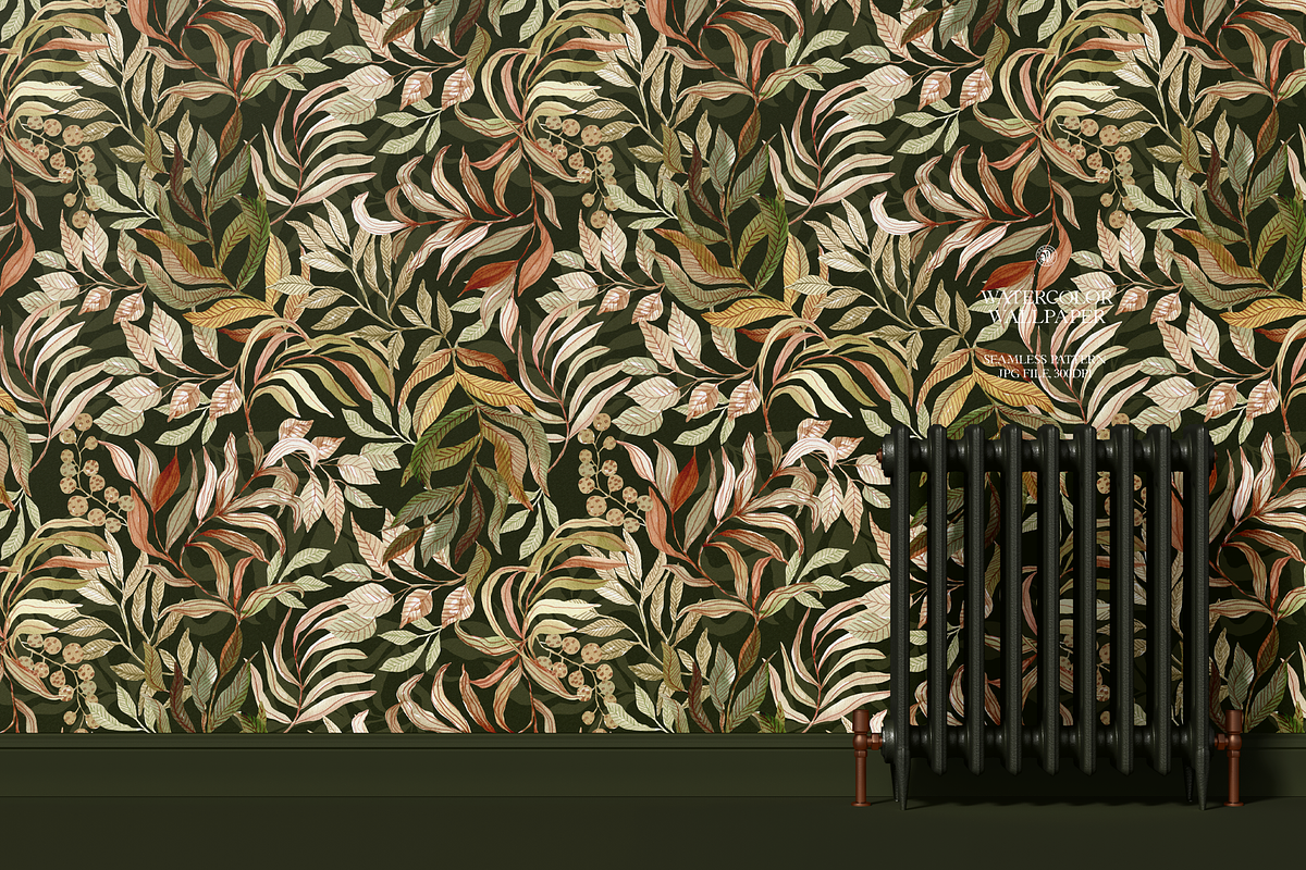 Leaves Watercolor Wallpaper, a Wallpaper Graphic by Webvilla Studio (Photo 3 of 7)