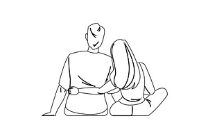love watching sunrise couple vector, a Person Illustration by pikepicture