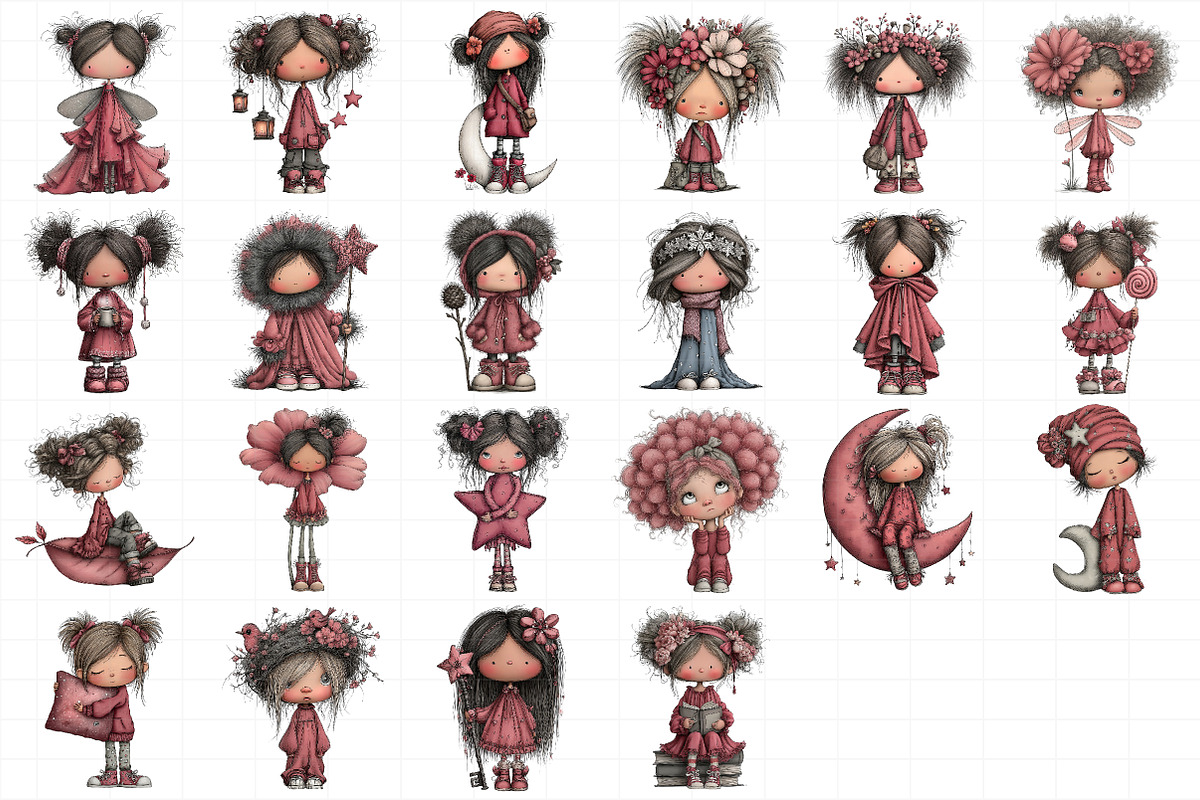 Whimsical Girl Clipart, an Illustration by Daily.Designs (Photo 5 of 5)
