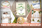 Tied Invitation+RSVP Mockup, a Print Template by Hype Your Prints (Thumbnail 1 of 7)