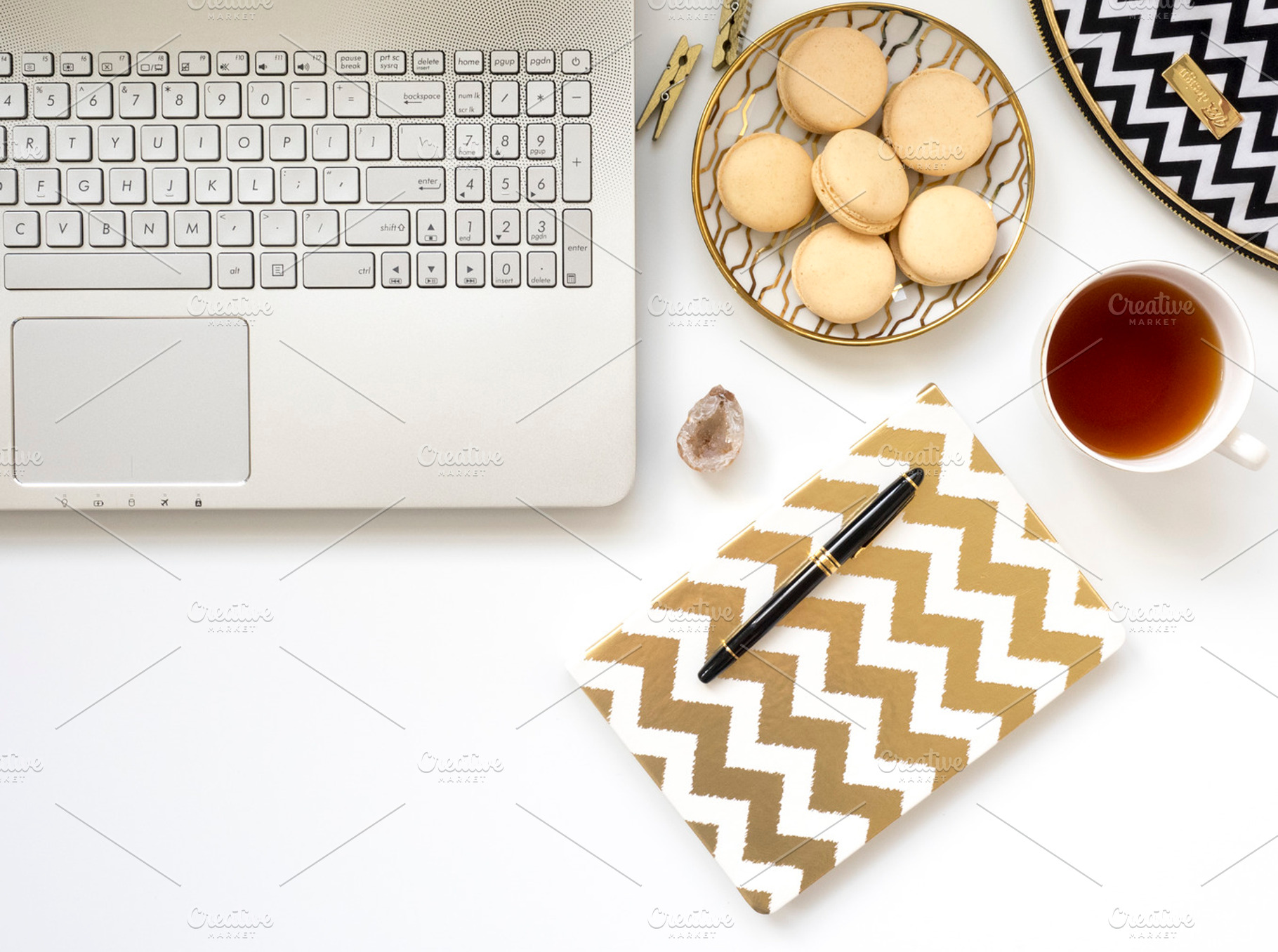 Clean flat lay styled desk photo containing flat lay, modern, and clean, a Business Photo by Imagefountain Photos