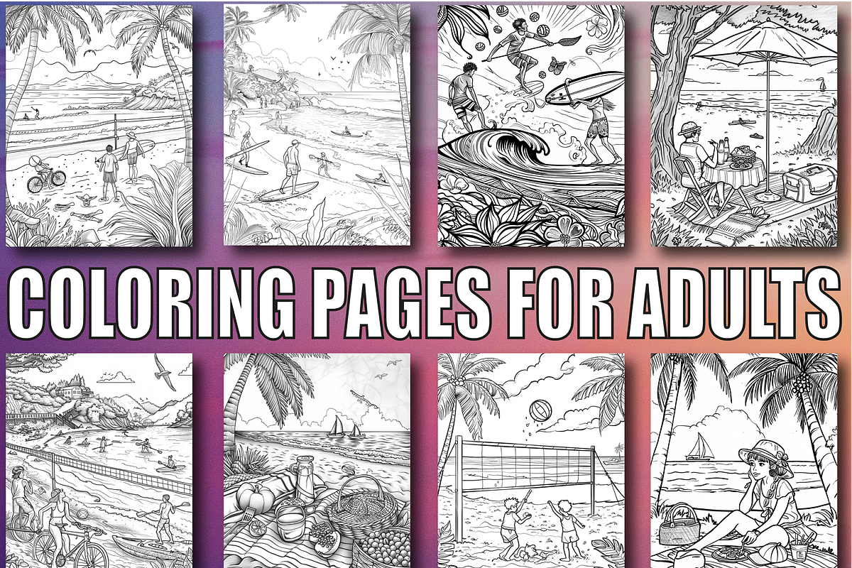 Summer Coloring Pages For Adults, a Seasonal Illustration by Design Zone (Photo 5 of 7)