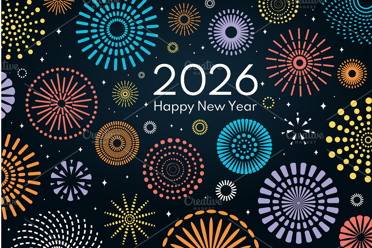 2026 New Year colorful fireworks, a Background Graphic by sceptical cactus
