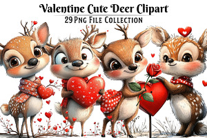 Valentine Cute Deer Clipart, an Illustration by Dream Creation