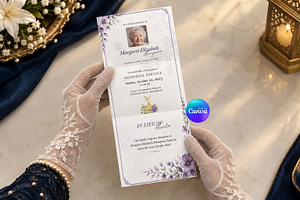 Purple Floral Funeral Program, an Invitation Template by Arslan