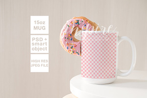 15oz Ceramic Mug Mockup Donut PSD