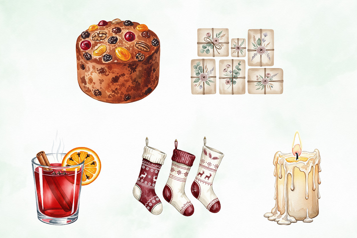 Moody Christmas Clipart PNG Bundle, an Illustration by Creative Art (Photo 2 of 9)