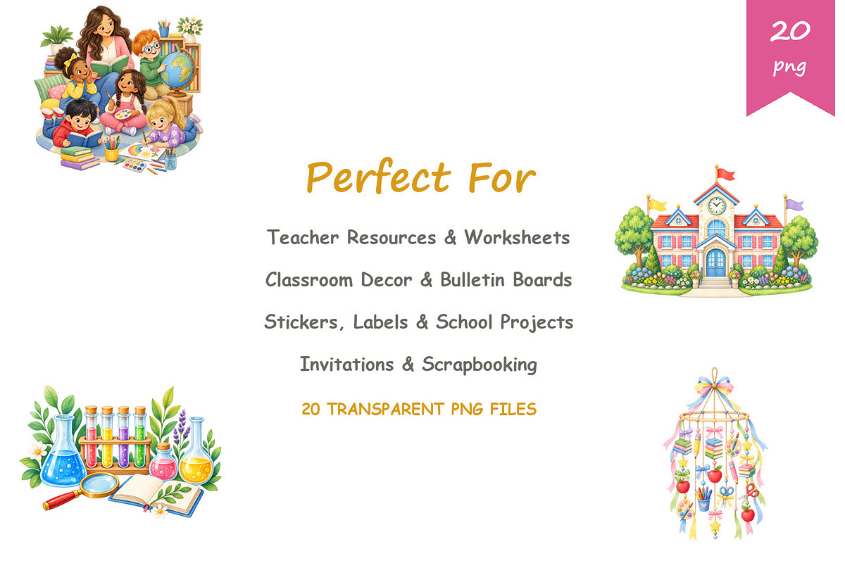 Watercolor Classroom Clipart, an Education Illustration by BerryPieArt (Photo 4 of 4)
