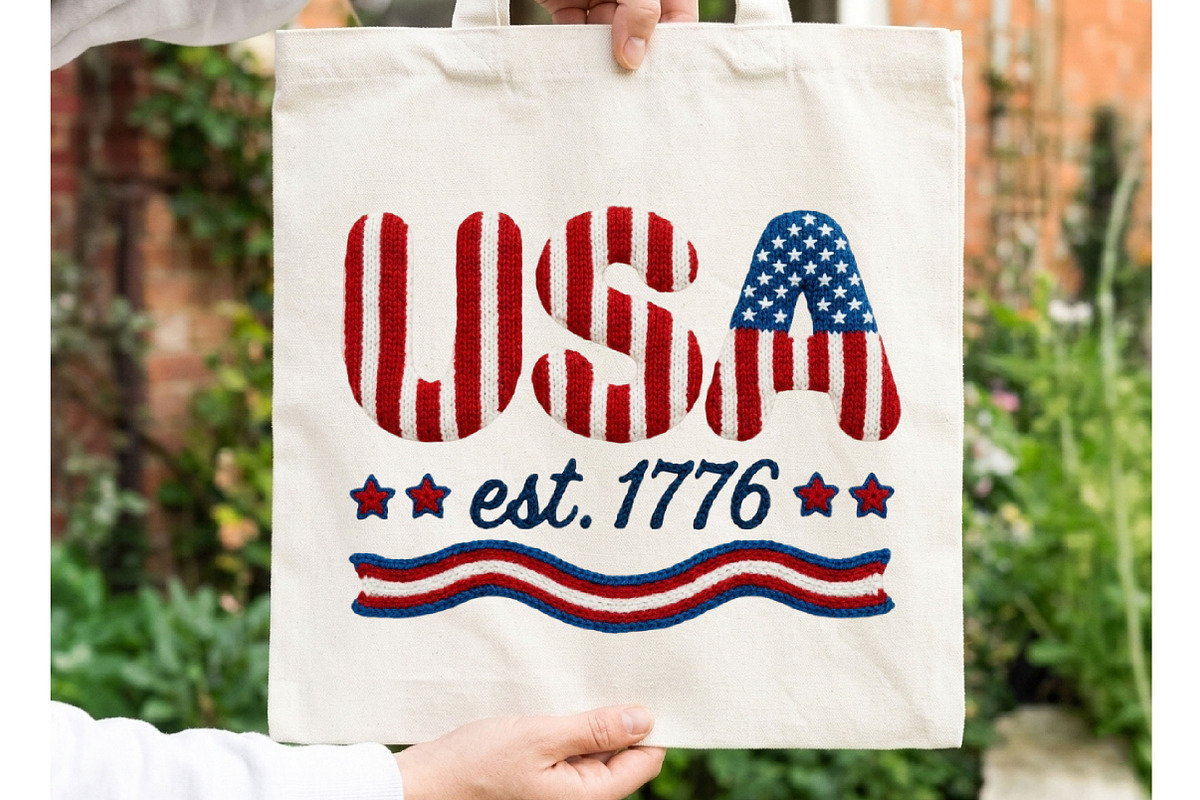Faux Yarn 4th July PNG USA Est 1776, an Illustration by Designking (Photo 6 of 6)