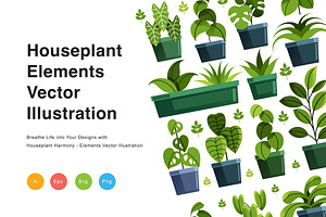 Houseplant Elements Vector Illustrat