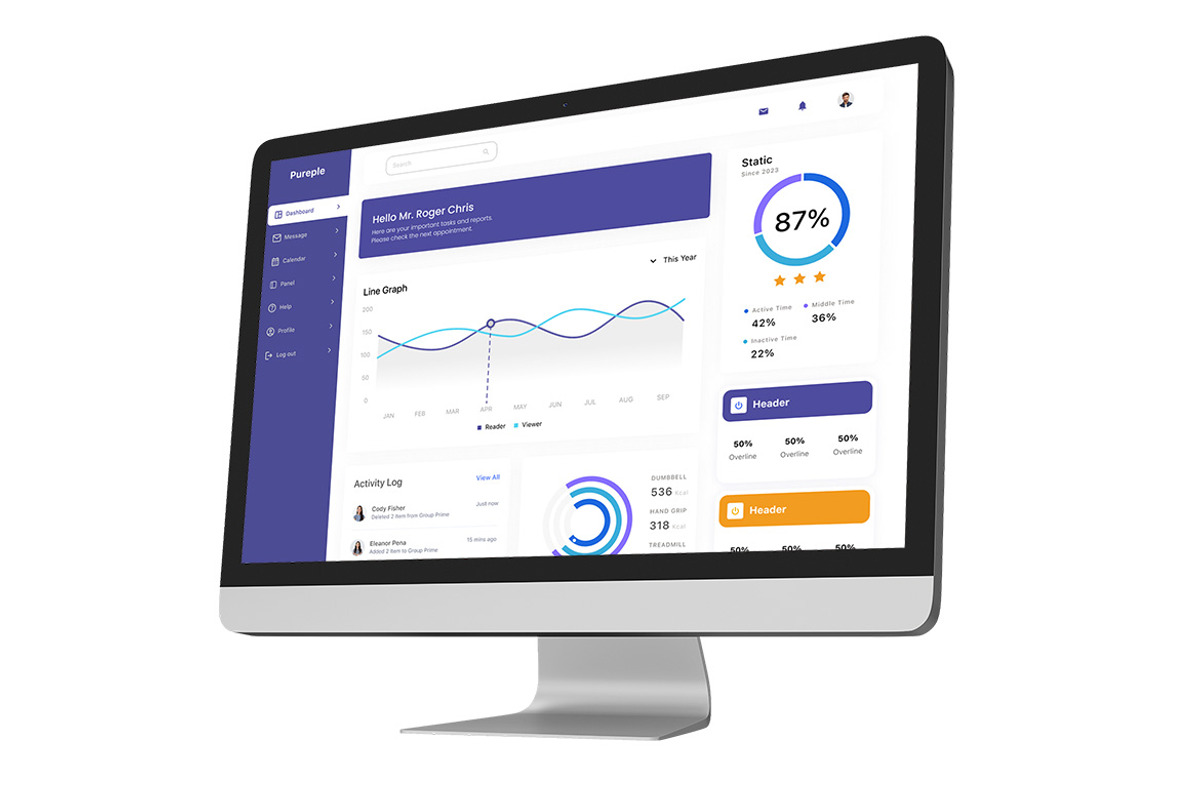 Pureple - Activity Dashboard UI Kits, an UI Kit Template by ENATIVE