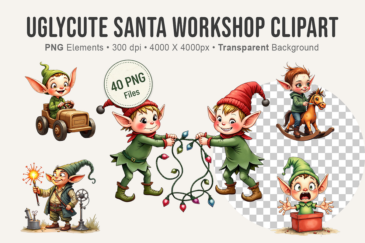 UglyCute Santa Workshop Clipart, an Illustration by Artnoy (Photo 1 of 8)