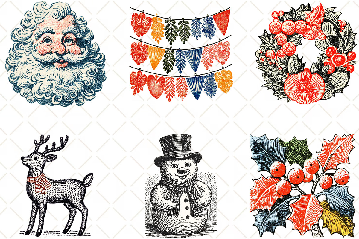 Christmas Doodle Sublimation Clipart, an Illustration by Black Bird Studio (Photo 6 of 6)